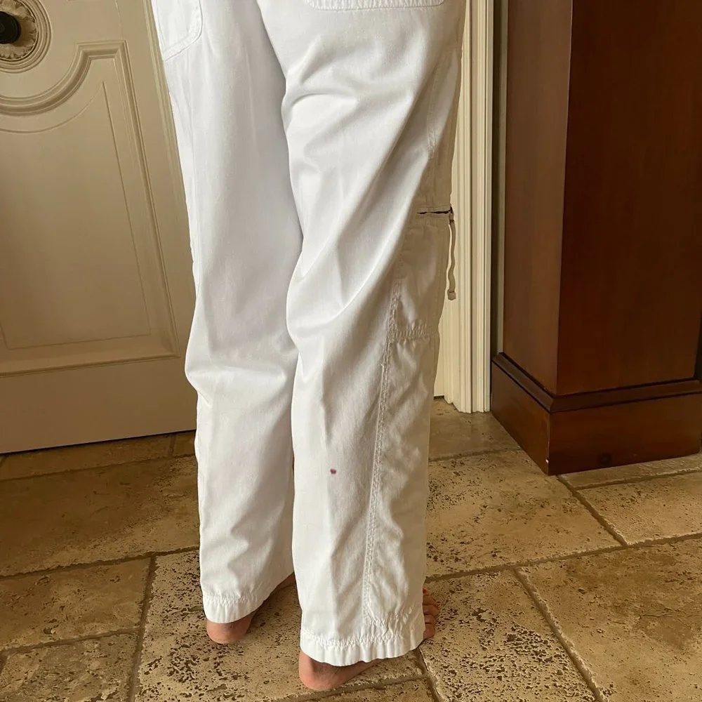 Johnny Was Vintage - White Embroidered Flower Cargo Pants - Size M - Picture 3 of 9